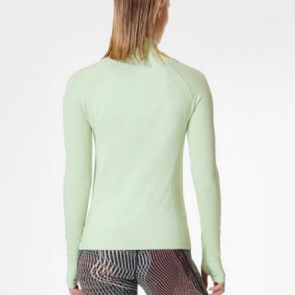 Sweaty Betty | Athletic Seamless Half Zip Long Sleeve Top in Mint Green Size S